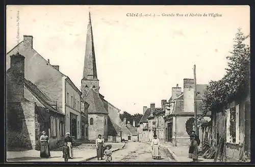 AK Cléré, Grande Rue et Abside de l`Église