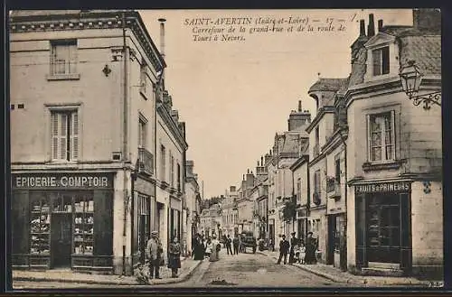 AK Saint-Avertin, Carrefour de la grand-rue et de la route de Tours à Nevers