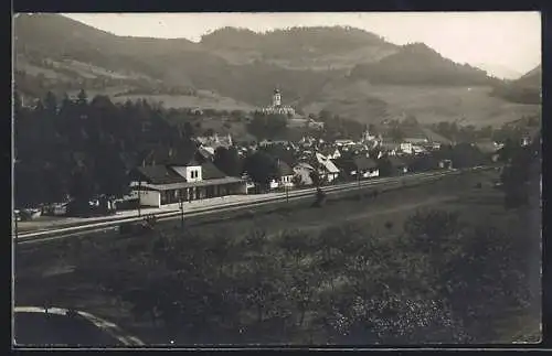 AK Weyer a. d. E., Bahnhof aus der Vogelschau