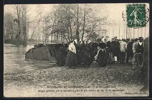 AK Montreuil, Catastrophe de Montreuil-Bellay 1911, Wagon entraine