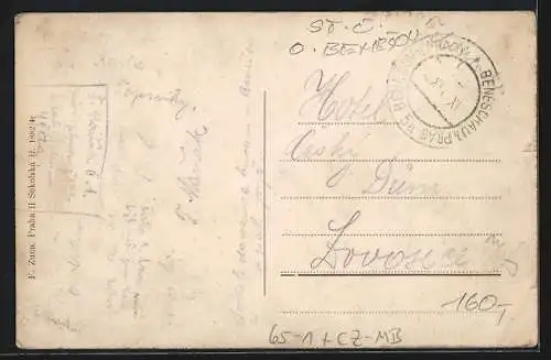 AK Beneschau / Benesov, Celkový pohled, Konopiste, Nádrazi, Kasárna pres. pluku c. 102