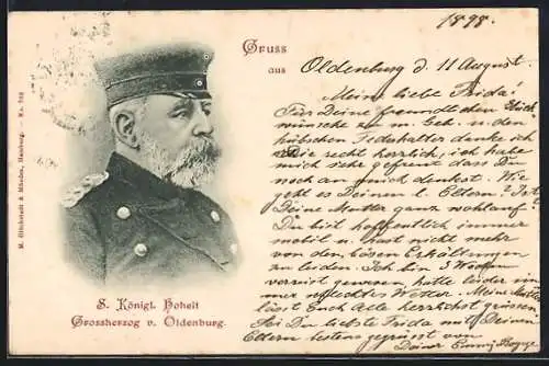 AK Grossherzog von Oldenburg, Porträt in Uniform