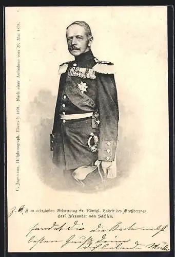 AK Grossherzog Carl Alexander von Sachsen in Uniform mit Orden