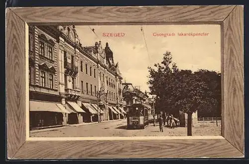 AK Szeged, Csongrádi takarékpénztár, Strassenbahn