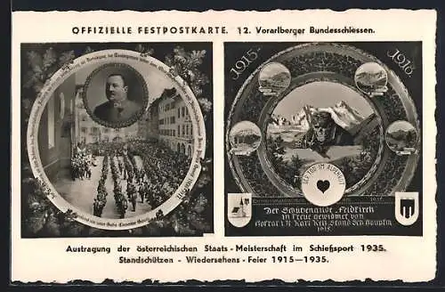 AK Feldkirch, 12. Vorarlberger Bundesschiessen 1935, Standschützen-Wiedersehens-Feier 1915-1935