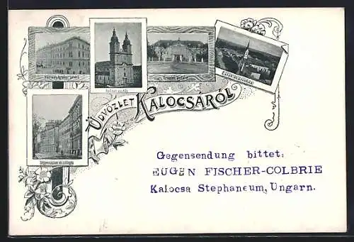 AK Kalocsá, Székes egyház, Fögymnasium és csillagda, Zárda és árvaház, Érseki palota