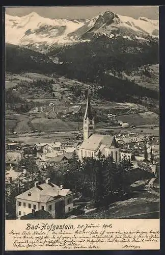 AK Bad Hofgastein, Teilansicht mit Kirche, Blick zum Gebirge