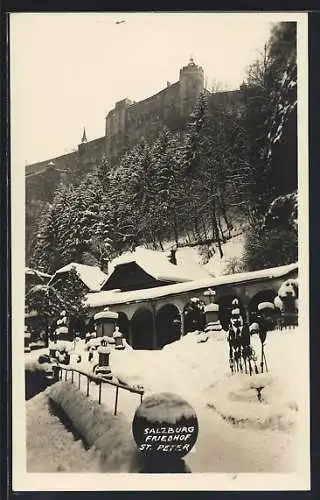 AK Salzburg, Friedhof St. Peter im Winter