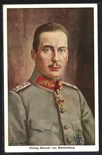 Künstler-AK Herzog Albrecht von Württemberg in Uniform, Porträt von Hornert