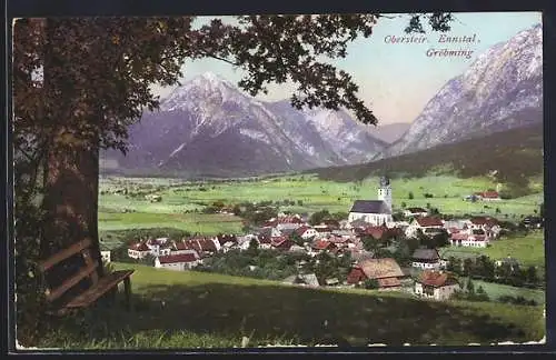 AK Gröbming /Obersteir. Ennstal, Teilansicht mit Kirche