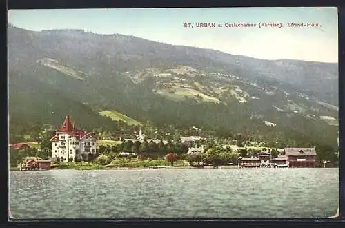 AK St. Urban a. Ossiachersee, Blick zum Strand-Hotel