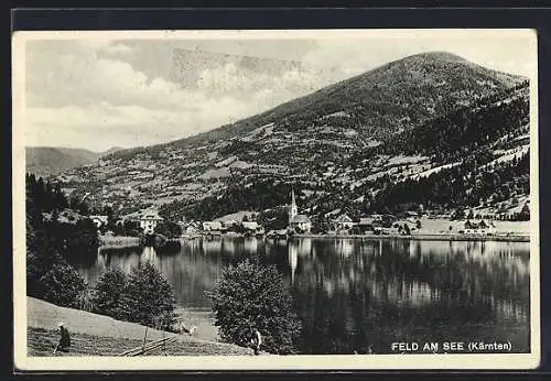 AK Feld am See, Uferpartie mit Kirche