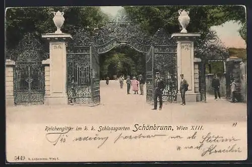 AK Wien-Schönbrunn, Reichengitter im k. k. Schlossgarten