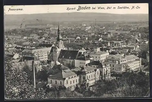 AK Baden bei Wien, Panorama mit Kirche