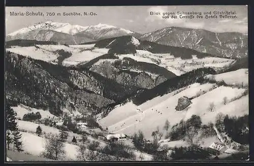 AK Maria-Schutz /N.-Oe., Blick gegen Schneeberg und Göstritztal von der Terrasse des Hotels Bellevue