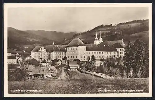 AK St. Lambrecht /Obersteier, Blick zum Kloster