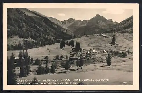 AK Ploecken /Mauthen, Alpengasthof Ploecken gegen Promos, Blaustein und Piz Timau