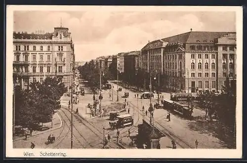 AK Wien, Schottenring mit Strassenbahn