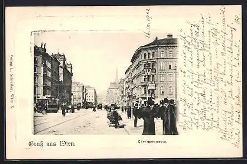 AK Wien, Kärntnerstrasse mit Strassenbahn