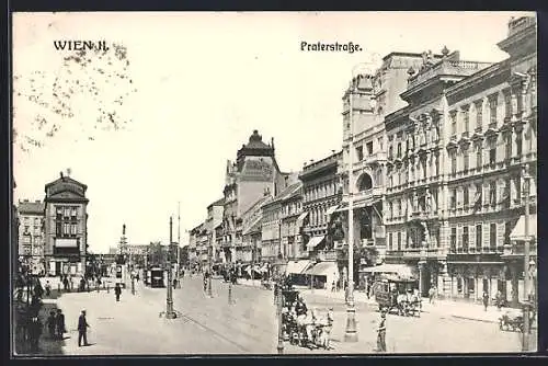 AK Wien, Praterstrasse mit Strassenbahn