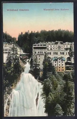 AK Wildbad Gastein, Wasserfall beim Kurhaus