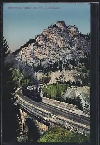 AK Semmering, Ausfahrt aus dem Pollerostunnel