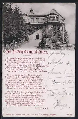 AK Bregenz, St. Gebhardsberg, Gedicht von J. F. Castelli