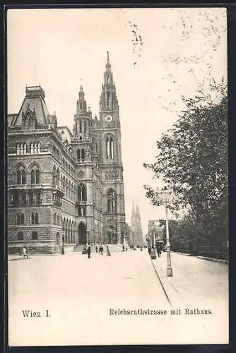 AK Wien, Reichsrathstrasse mit Rathaus