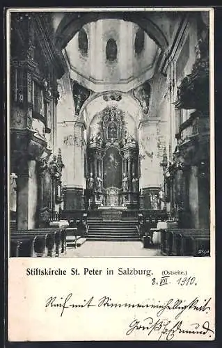 AK Salzburg, Stiftskirche St. Peter, Innenansicht Ostseite