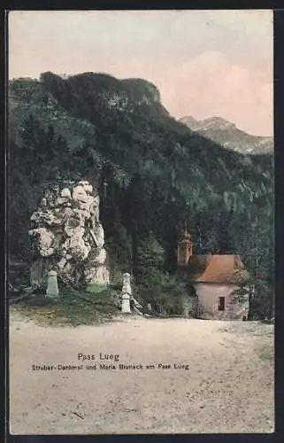 AK Pass Lueg, Struber-Denkmal und Maria Bruneck