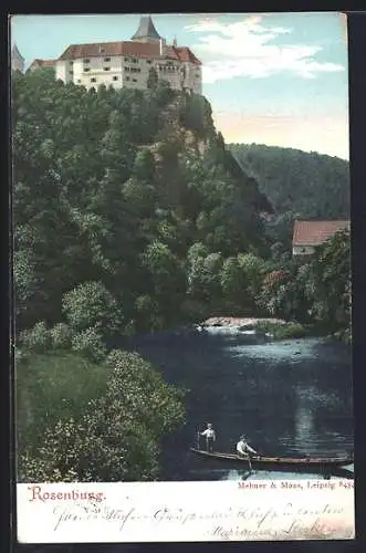 AK Rosenburg, Blick vom Fluss zur Burg