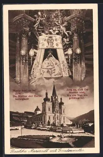 AK Mariazell, Basilika mit Gnadenmutter