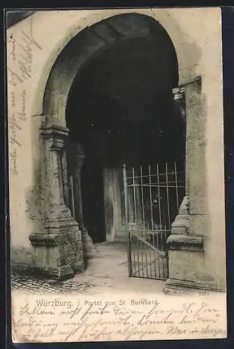 AK Würzburg, Portal Kirche St. Burkhardt