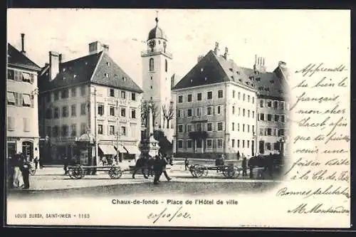 AK Chaux-de-Fonds, Place de l`Hôtel de ville