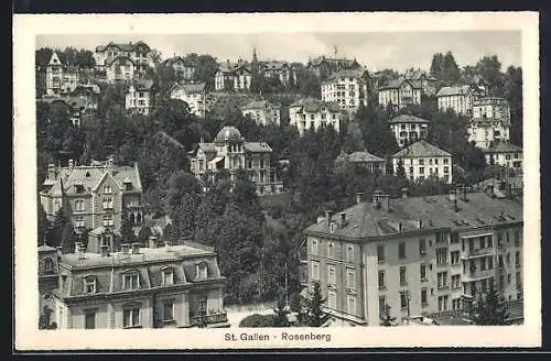 AK St. Gallen, Strassenpartie mit Rosenberg