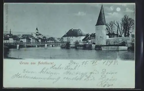 AK Solothurn, Teilansicht mit Brücke