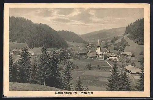 AK Röthenbach im Emmental, Teilansicht mit Kirche