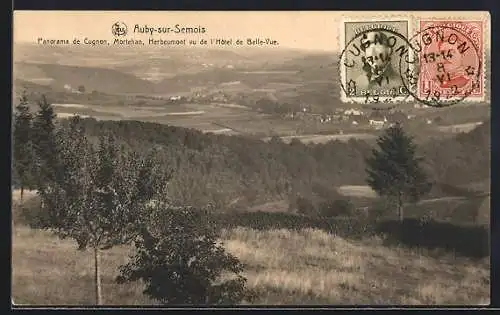 AK Auby-sur-Semois, Panorama de Cugnon, Mortehan, Herbeumont vu de l`Hôtel de Belle-Vue