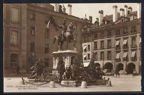 AK Bern, Denkmal Rudolfs von Erlach vor dem Münster