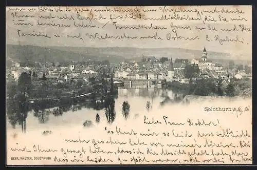 AK Solothurn, Teilansicht mit Kirche und Brücke