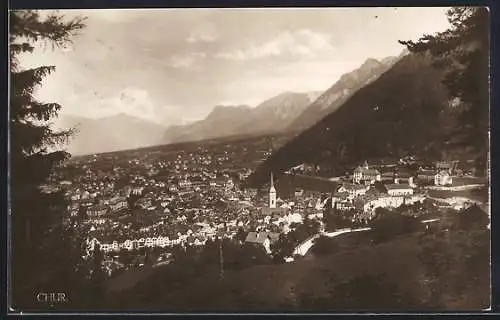 AK Chur, Ortsansicht mit Bergpanorama