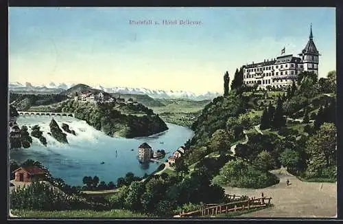 AK Rheinfall, Hotel Bellevue mit Blick ins Tal