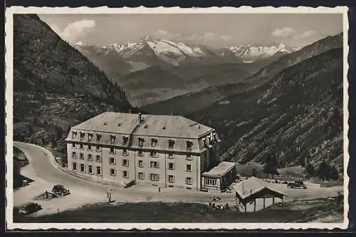 AK Simplon-Kulm, Hotel Bellevue mit Alpenpanorama