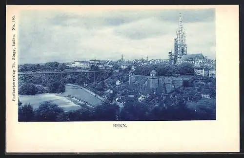 AK Bern, Teilansicht mit Viadukt und Kirche