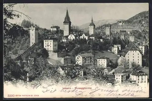 AK Luzern, Blick auf die Museggtürme