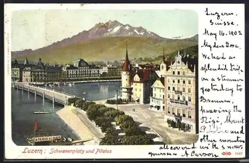 AK Luzern, Schwanenplatz und Pilatus