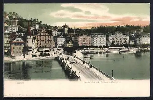 AK Luzern, Seebrücke mit Schweizerhofquai