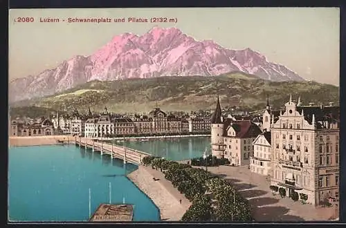 AK Luzern, Schwanenplatz und Pilatus