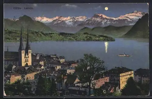 AK Luzern, Teilansicht bei Vollmond