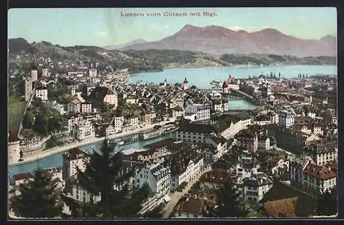 AK Luzern, Ortsansicht vom Gütsch mit Rigi